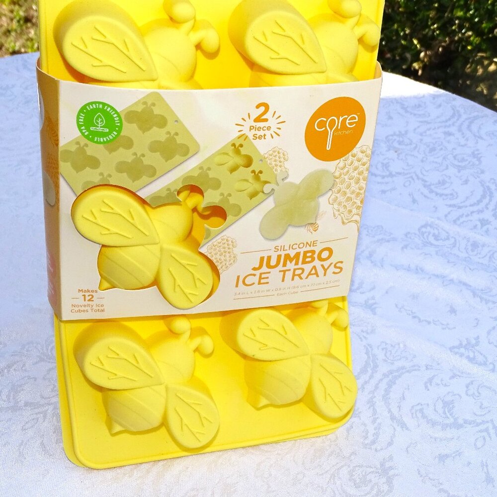 Core Kitchen Silicone Bumblebee Jumbo Ice Cubes  Makes12 each 3.4" x 2.8" x 0.9"